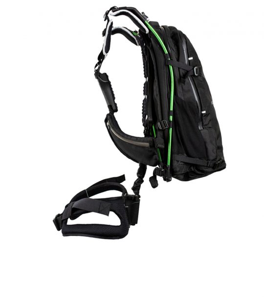 Commuting backpack with waist belt and flexible spine
